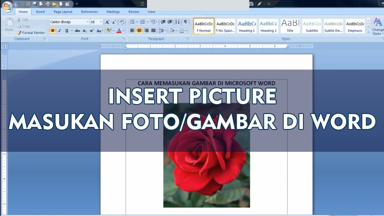 CARA MEMASUKAN GAMBAR DI MICROSOFT WORD - YouTube