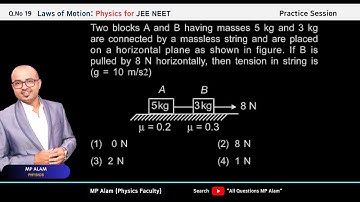 Two blocks A and B having masses 5kg and 3 kg are connected by a massless string and are placed on a