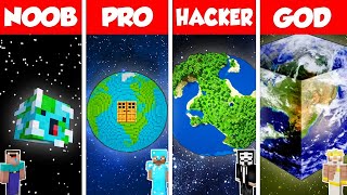 Minecraft Battle: NOOB vs PRO vs HACKER vs GOD: INSIDE EARTH HOUSE BASE BUILD CHALLENGE / Animation
