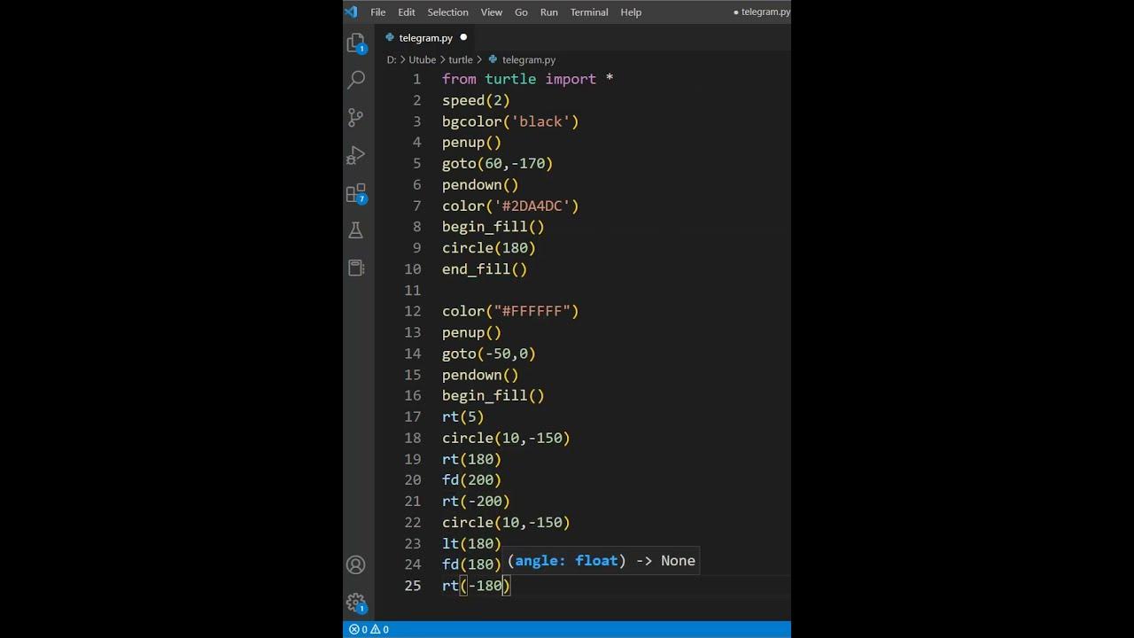 Creating Telegram logo using python turtle graphics.. #python # ...