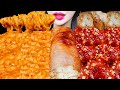 ASMR CHEESY CARBO FIRE NOODLE, SPICY CHICKEN 까르보불닭 양념치킨 먹방 EATING SOUNDS NO TALKING MUKBANG