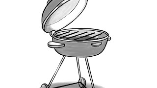 How to Draw BARBECUE GRILL | Simple Drawing