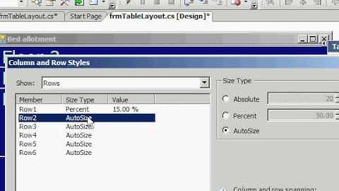 Change C# TableLayoutPanel Rows size in %