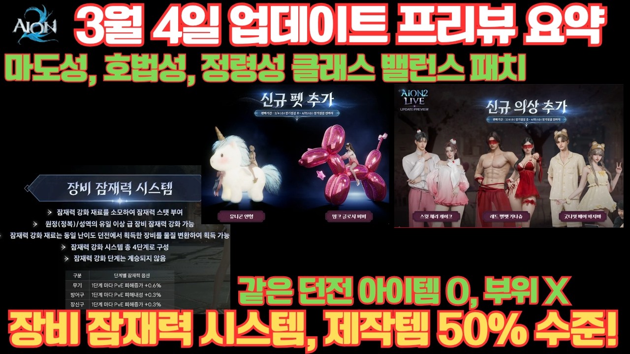 [아이온2] 3월 3일 업데이트 프리뷰 라이브 요약