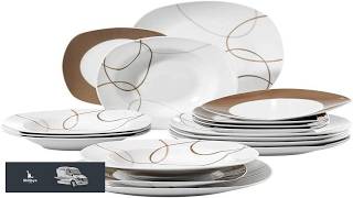 UpcoT Dinner Plate Set 18 Piece Ceramic Porcelain Kitchen Dinner Plates Set Tableware