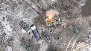 Drone Ukrainian Special Forces Destroy Russian Armoured Vehicle Column In Donetsk