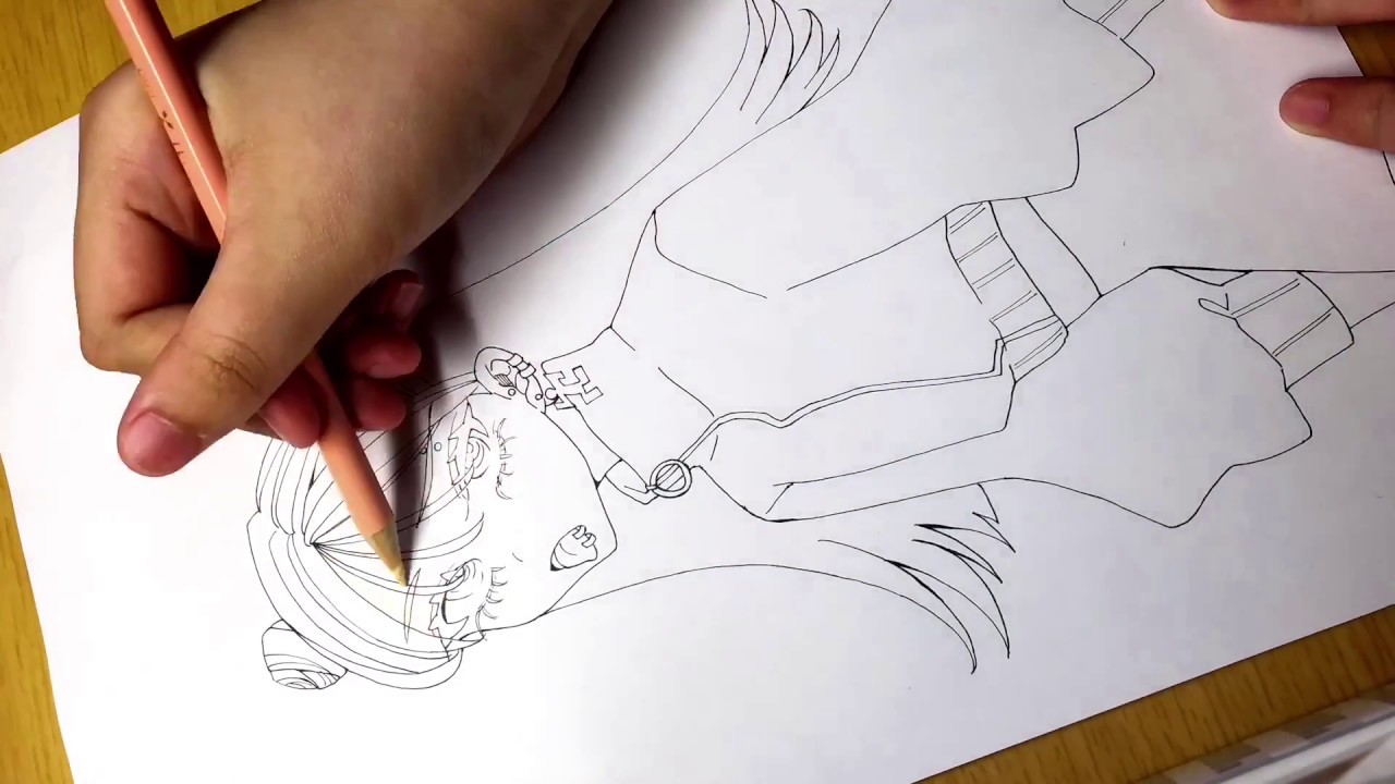思いつきの女の子描いてみた 色鉛筆とコピー用紙 Youtube