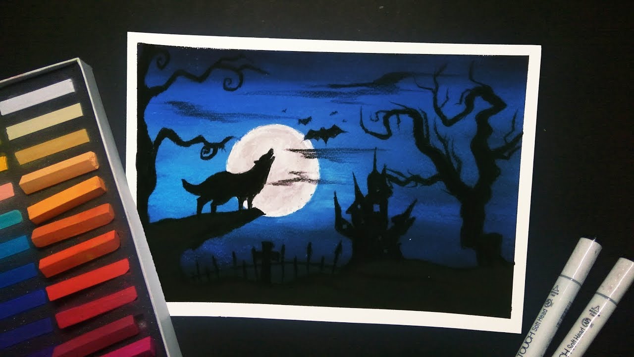 Horror Painting Scary Soft Pastel Art Step by Step for beginners