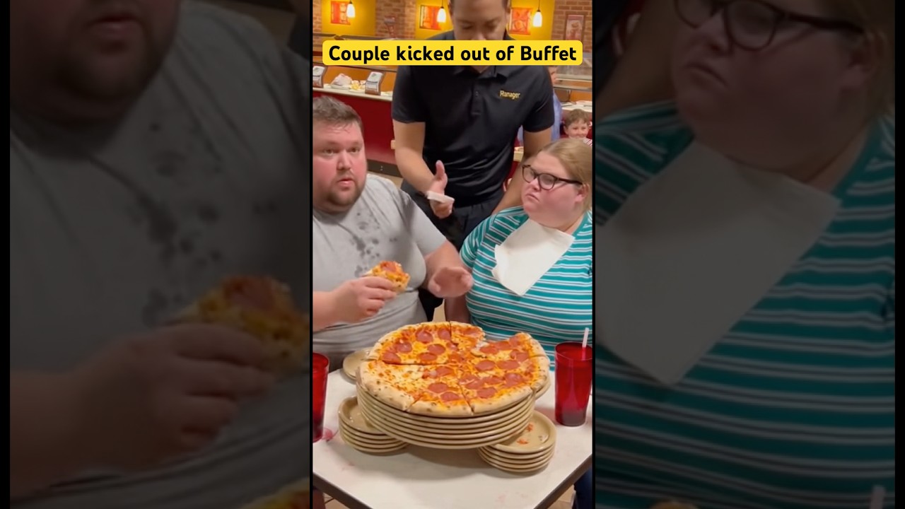 Couple gets kicked out of pizza buffet for taking all the pizza! 