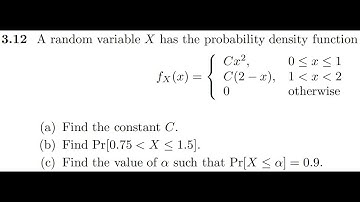 A random variable X has the probability density function ...  |  ENGR 120 Probability Random Signals