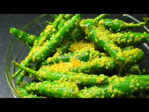 Hari Mirch Ka Achar - Instant Green Chilli Pickle - Mirchi Achar Recipe in Hindi