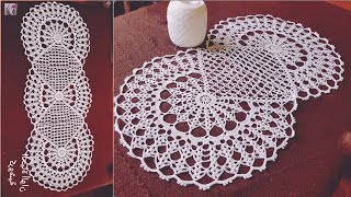 مفرش كروشية سهل مع امكانية للتكبير والتصغير  بكل سهولة الجزء 1 Crochet doliy tablecloth