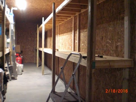 FInishing the massive storage shelves in the pole barn 