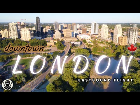 Downtown LONDON Ontario Cinematic Drone Flight Facing East 2025