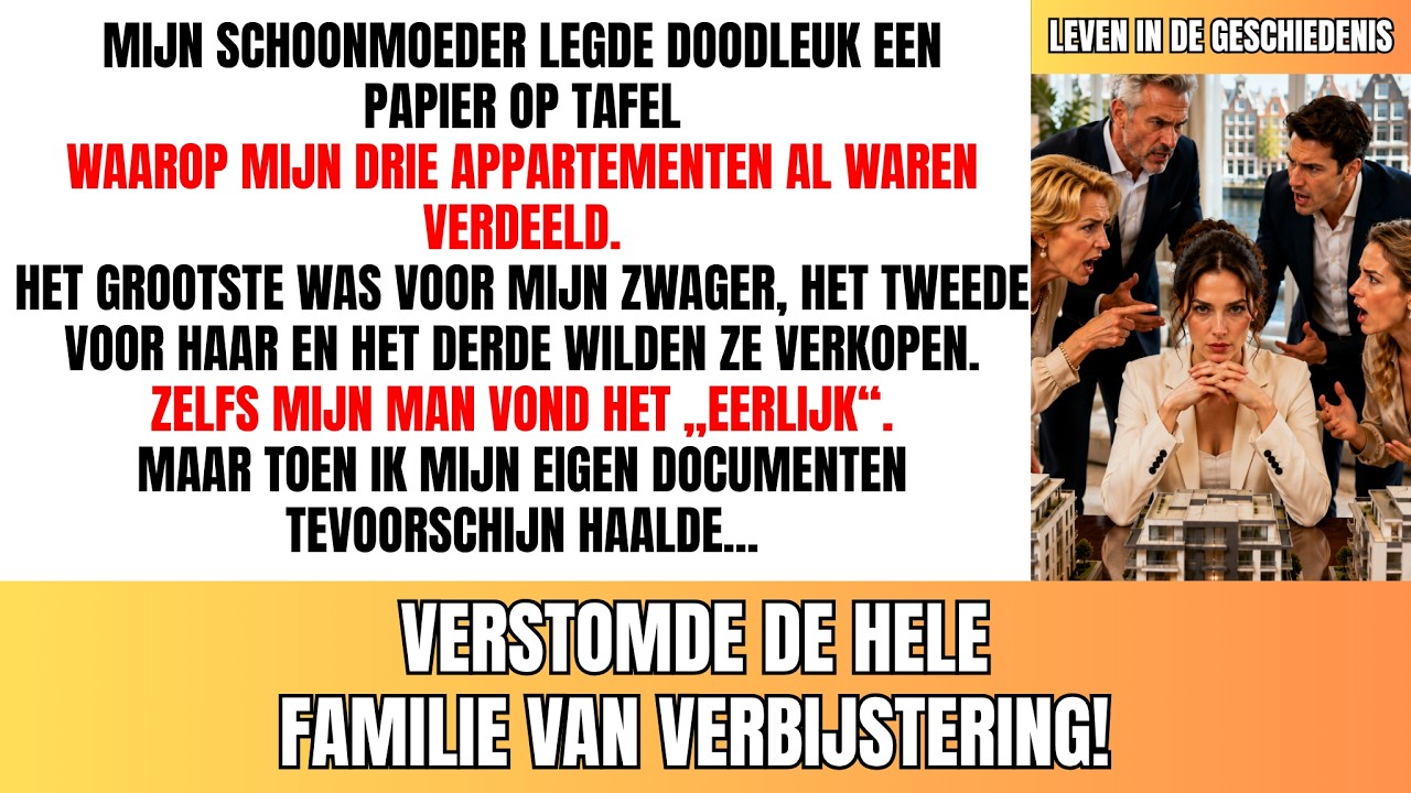Acht jaar lang dacht ik dat zwijgen hetzelfde was als respect. Tot mijn schoonfamilie vorige week aan de eettafel besloot dat mijn drie geërfde appartementen – de erfenis van mijn overleden ouders...