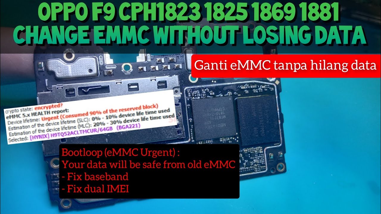 Change eMMC Only Oppo F9 Without Losing Data | Fix Daul IMEI | CPH1823