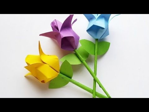 paper tulip flowers origami || easy paper tulip origami flower step by ...