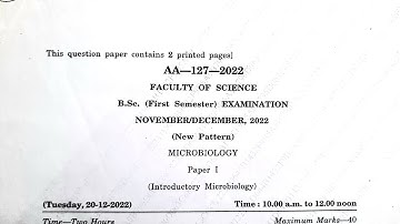 Introductory Microbiology B.SC 1st semester question paper  | SRTMUN | #srtmu #question