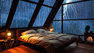 Regengeräusche zum einschlafen – Starker Regen, Wind und Donner im nebligen Wald für guten Schlaf