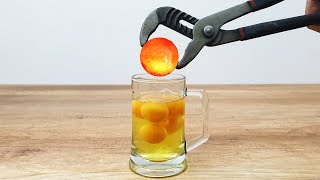 Experiment Glowing 1000 Degree Metal Ball Vs 7 Eggs