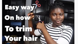 DETAILED| How to trim your hair at home| Trim natural hair without using heat.