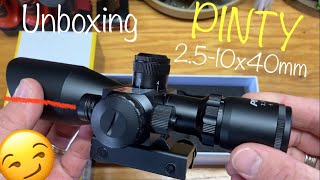 Pinty 2.5-10x40mm Mil-dot Rifle Scope w/ Red Laser Attachment (Unboxing, 1st Impressions, & Install) by Longshores Outdoors 1,638 views 5 months ago 9 minutes, 43 seconds