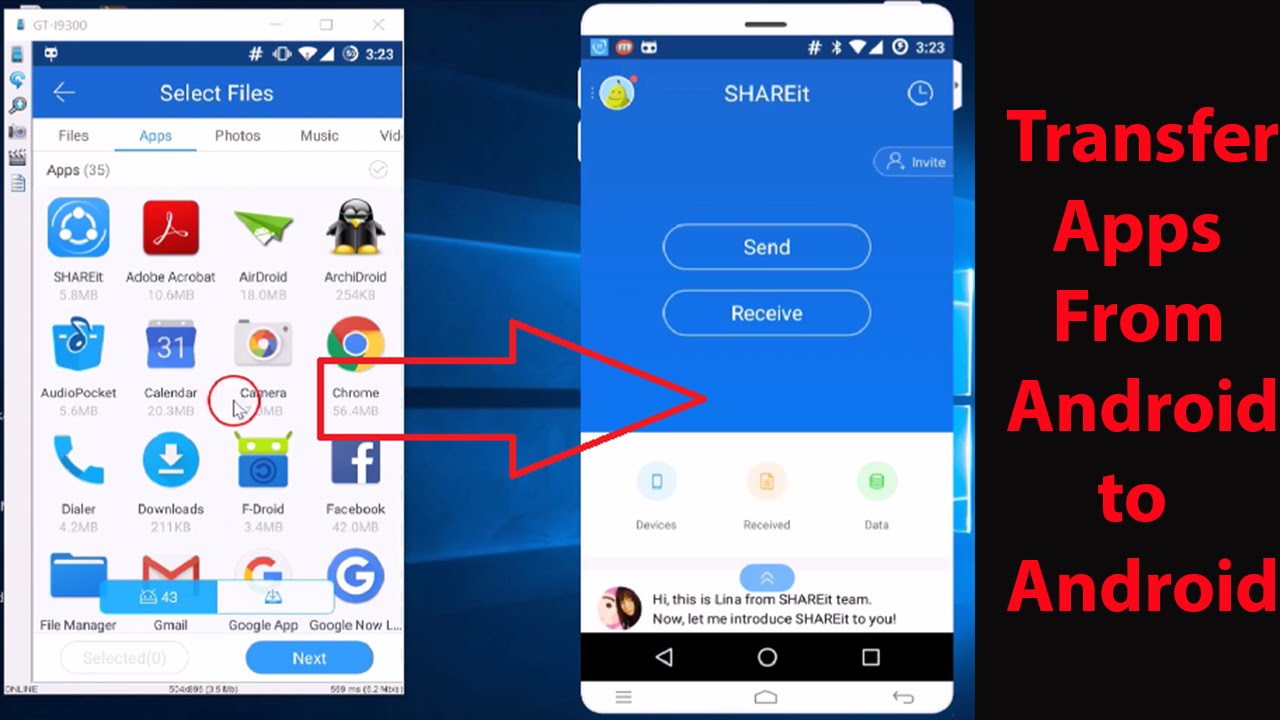 How do I transfer apps from Android to another phone?