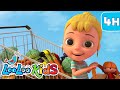 🛒 Mommy Is Walking to the Market &amp; Sweet Kids Songs | 4K LooLoo Kids Video (4 Hours)