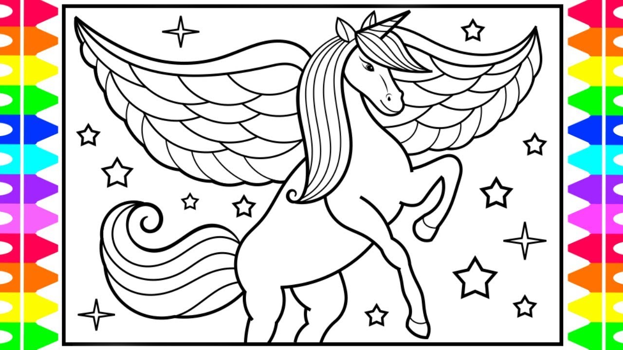 how to draw a cute unicorn with wings