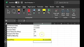 Calculating Prices of Bonds with SemiAnnual Coupon Payments (Using Excel)