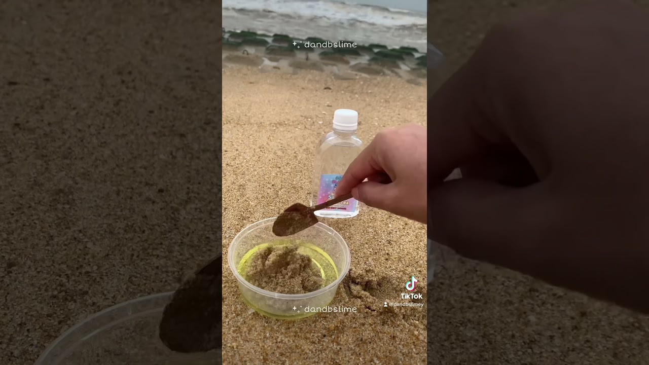 Making Slime with Dish Soap and Sand at Beach #dandb #asmr #slime