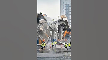 Seconds Before Impact: Giant Concrete Bridge Falls on Construction Crew! #bridge #collapse #fail