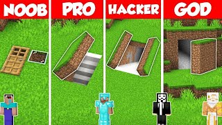 UNDERGROUND SECRET BASE BUILD CHALLENGE - Minecraft Battle: NOOB vs PRO vs HACKER vs GOD Animation