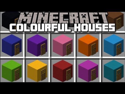 Minecraft COLOURFUL HOUSE MOD / SPAWN INSTANT STRUCTURES THAT ARE COLOURFUL !! Minecraft