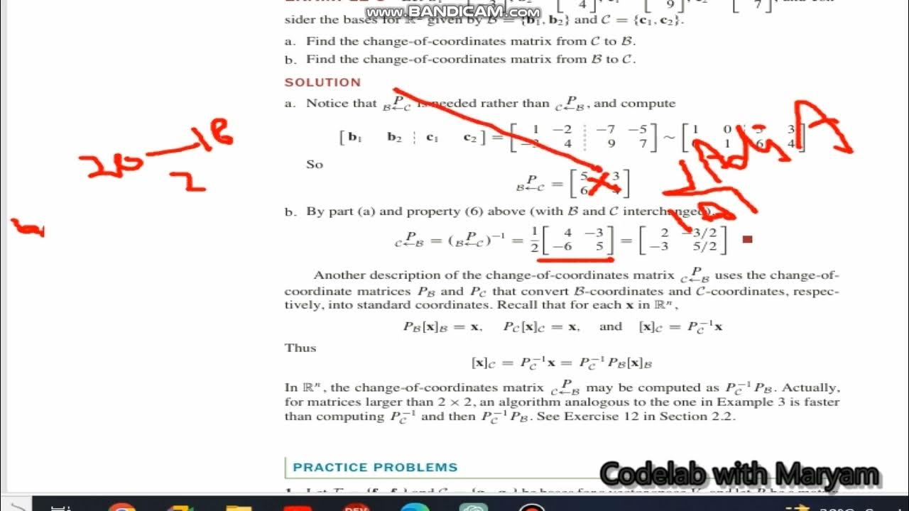 4.7 || change of bases linear algebra+ Notes - YouTube