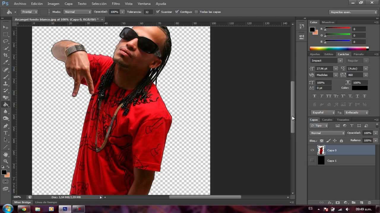 Como quitar el Fondo a una Imagen en Photoshop CS6 - YouTube