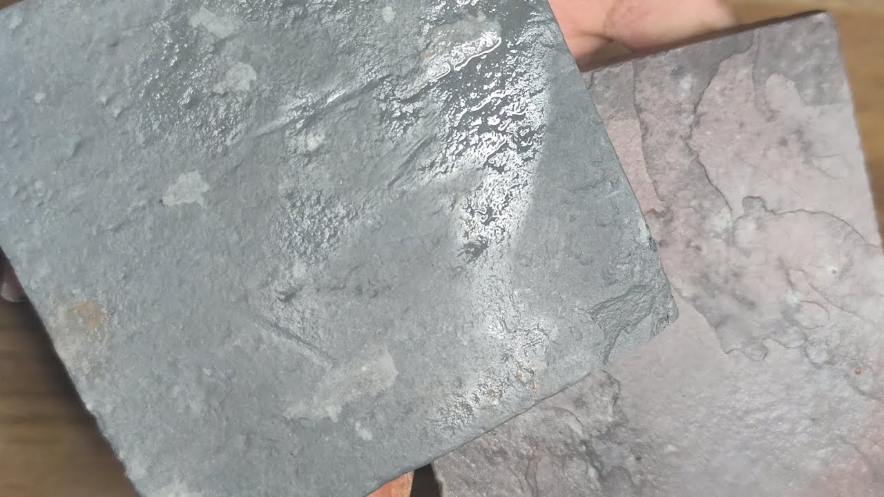 Black shale stones - wet cleaning video//Two days wet and hard black square plates cleaning 💥♥️