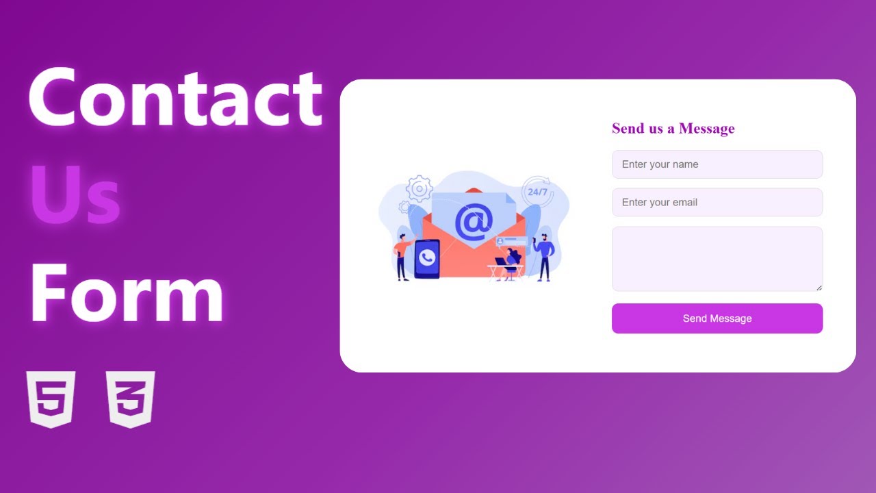 Create a Contact Us Form Using HTML & CSS | Beautiful UI Design - YouTube
