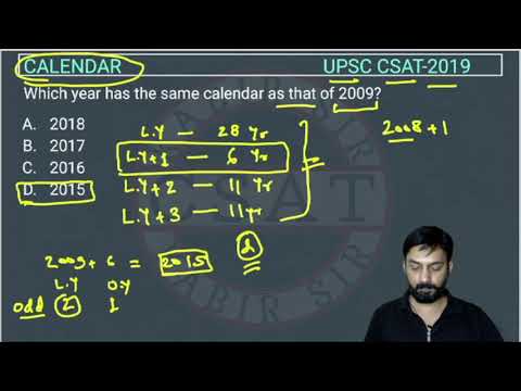 2019 Csat Calendar, Pyq Topic Wise, Which Year Has The Same Calendar As That Of 2009