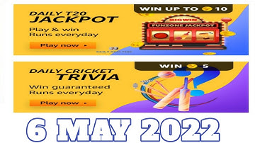 Amazon Funzone Daily T20 Cricket Trivia Quiz Answers Today|6 May 2022| Daily Quiz Time