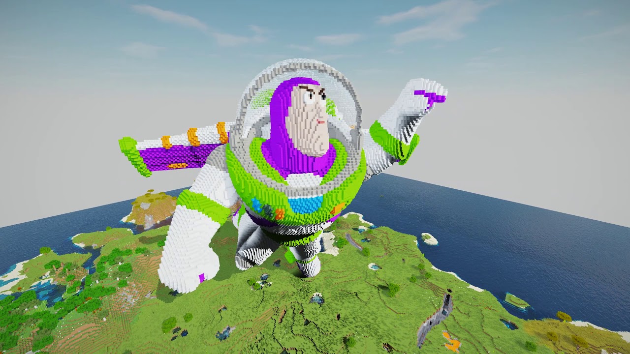 A huge statue of Buzz Lightyear from Toy Story built in Minecraft!Minecraft schematic...