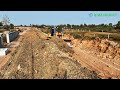 Full process possible of operator bulldozer liuong pushing soil installing sub base village roads