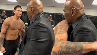 Mike Tyson HUGS Ryan Garcia MOMENTS BEFORE Devin Haney fight \& GIVES LAST-MINUTE ADVUCE