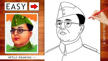 Netaji Subhas Chandra Bose Drawing easy steps - 23 January Special Netaji Drawing Easy Step by Step