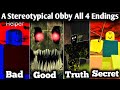 How to get all 4 endings in a stereotypical obby full walkthrough tutorial