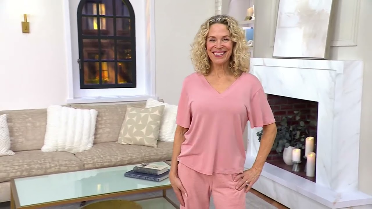 Barefoot Dreams Modal Drapey Double V-Neck Tee on QVC