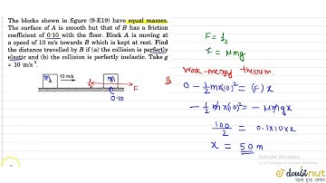The blocks shown in figure have equal masses. The surface of A is smooth but that of B has a fri...