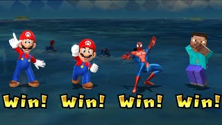 Mario Party 9 Minigames - Steve Vs Mario Vs Spider Man Vs Luigi (Master Difficulty)
