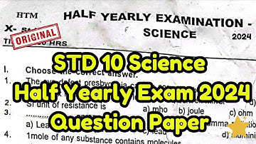 10th Science Half Yearly Exam😄 Question Paper 2024 💯 |10th Science HalfYearly Question Original 2024