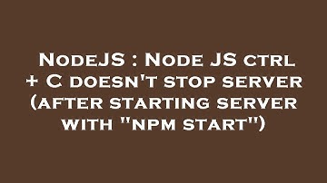NodeJS : Node JS ctrl + C doesn